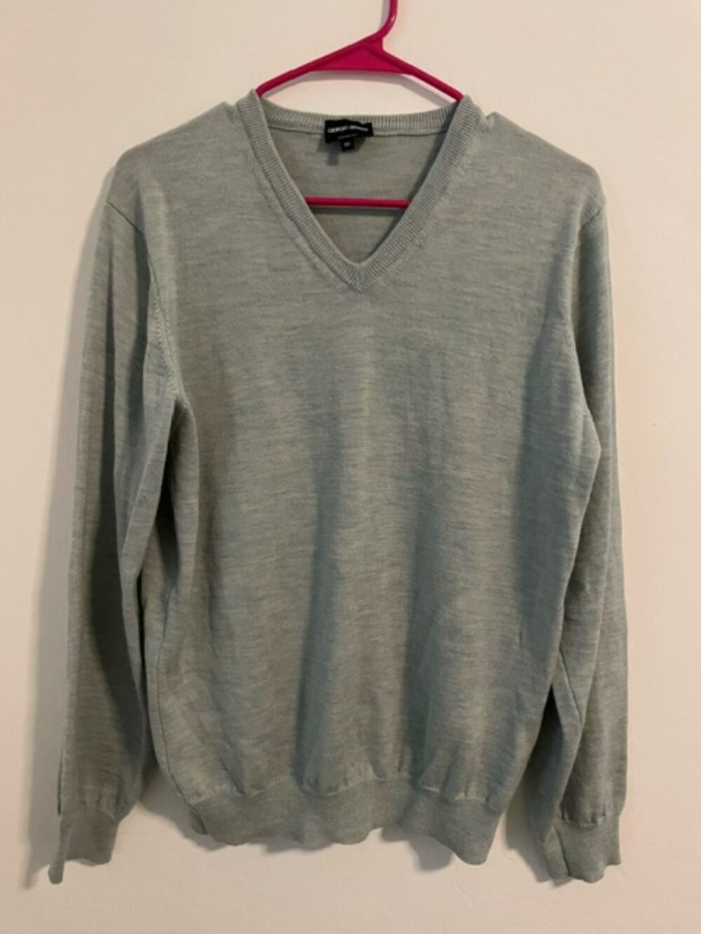 Giorgio Armani 100% wool lt. green Sweater Size 50 L Made in Italy, black label